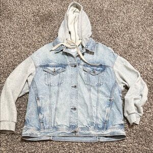 Aerie Denim Jacket with Gray Hood